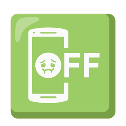 nauseated face and mobile phone off