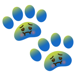 nauseated face and paw prints