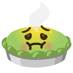 nauseated face and pie