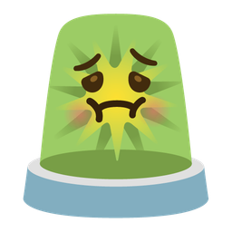 nauseated face and police car light