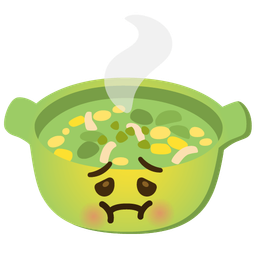 nauseated face and pot of food