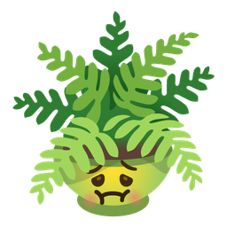 nauseated face and potted plant