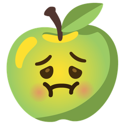 nauseated face and red apple