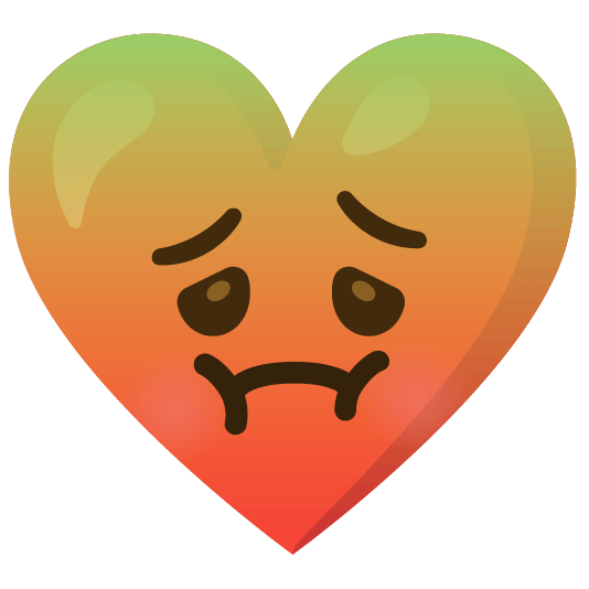 Nauseated face and Red heart