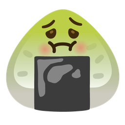nauseated face and rice ball