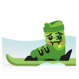 nauseated face and skis