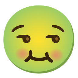 nauseated face and smirking face