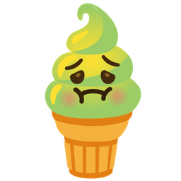 nauseated face and soft ice cream