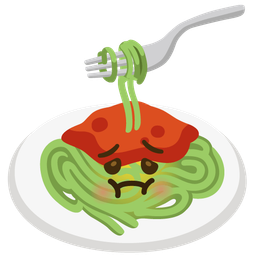 nauseated face and spaghetti
