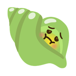 nauseated face and spiral shell