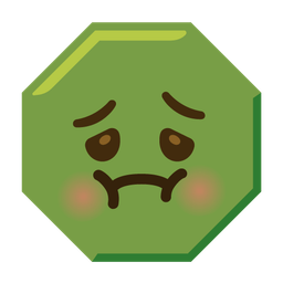 nauseated face and stop sign