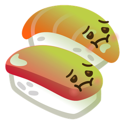 nauseated face and sushi