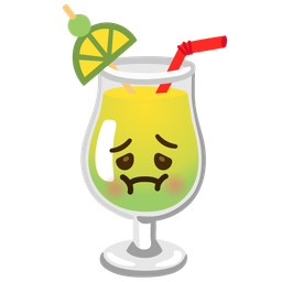 nauseated face and tropical drink
