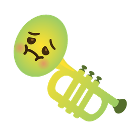 nauseated face and trumpet