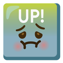nauseated face and UP! button