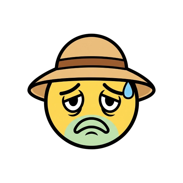 Nauseated face and Woman’s hat