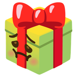 nauseated face and wrapped gift
