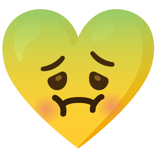 Nauseated face and Yellow heart