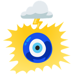 nazar amulet and cloud with lightning