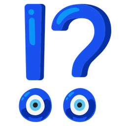 nazar amulet and exclamation question mark