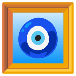 nazar amulet and framed picture