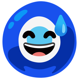 Nazar amulet and Grinning face with sweat