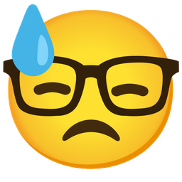 Nerd face and Downcast face with sweat