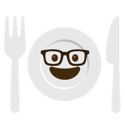 Nerd face and Fork and knife with plate