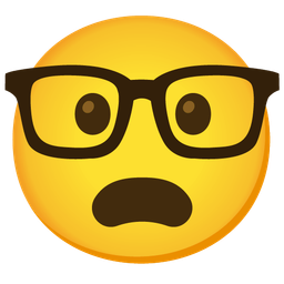 Nerd face and Frowning face with open mouth