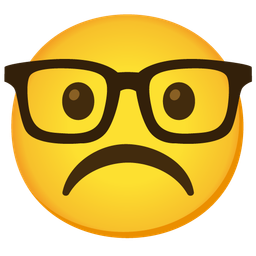 Nerd face and Frowning face