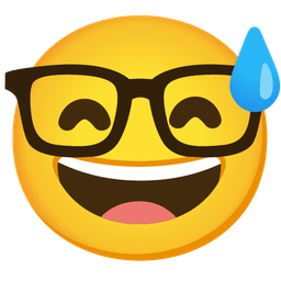 Nerd face and Grinning face with sweat