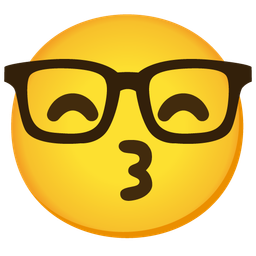 Nerd face and Kissing face with smiling eyes