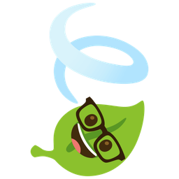 Nerd face and Leaf fluttering in wind