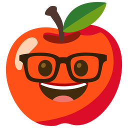 Nerd face and Red apple