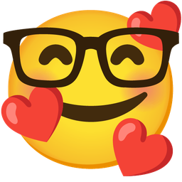 Nerd face and Smiling face with hearts