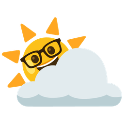 Nerd face and Sun behind cloud