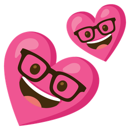 Nerd face and Two hearts