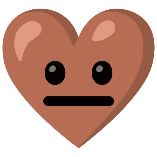 Neutral face and Brown heart