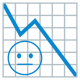 neutral face and chart decreasing