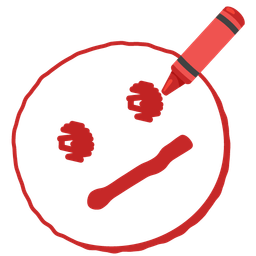 neutral face and crayon