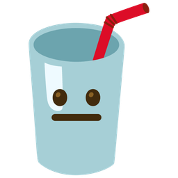 neutral face and cup with straw