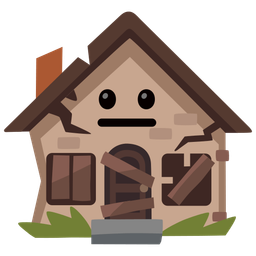 neutral face and derelict house