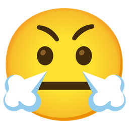 neutral face and face with steam from nose