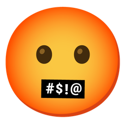 neutral face and face with symbols on mouth