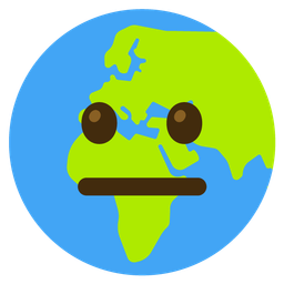 neutral face and globe showing Europe-Africa