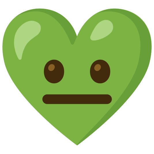 Neutral face and Green heart
