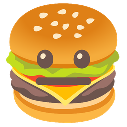 neutral face and hamburger