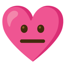 neutral face and heart with ribbon