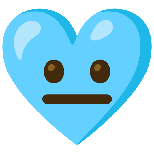 Neutral face and Light blue heart