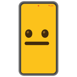 neutral face and mobile phone